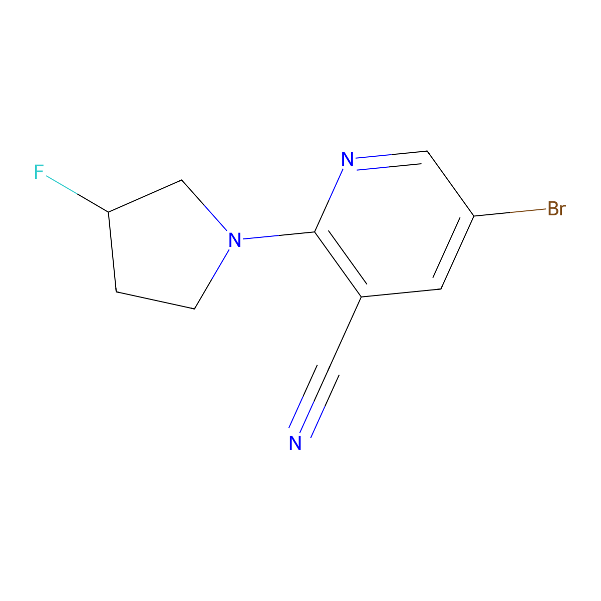 5-Bromo-2-(3-fluoropyrrolidin-1-yl)pyridine-3-carbonitrile molecular structure, CAS 1996052-11-9