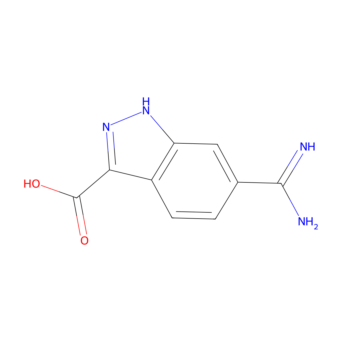 6-carbamimidoyl-1H-indazole-3-carboxylic Acid molecular structure, CAS 199609-47-7