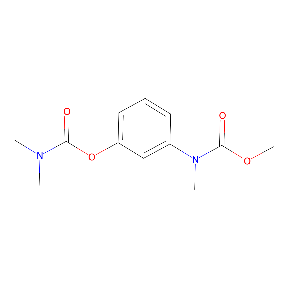 Carbanilic acid, m-hydroxy-N-methyl-, methyl ester, dimethylcarbamate (ester) molecular structure, CAS 19961-92-3