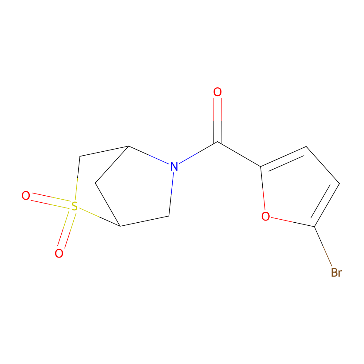 (5-Bromofuran-2-yl)(2,2-dioxido-2-thia-5-azabicyclo[2.2.1]heptan-5-yl)methanone molecular structure, CAS 1996119-96-0