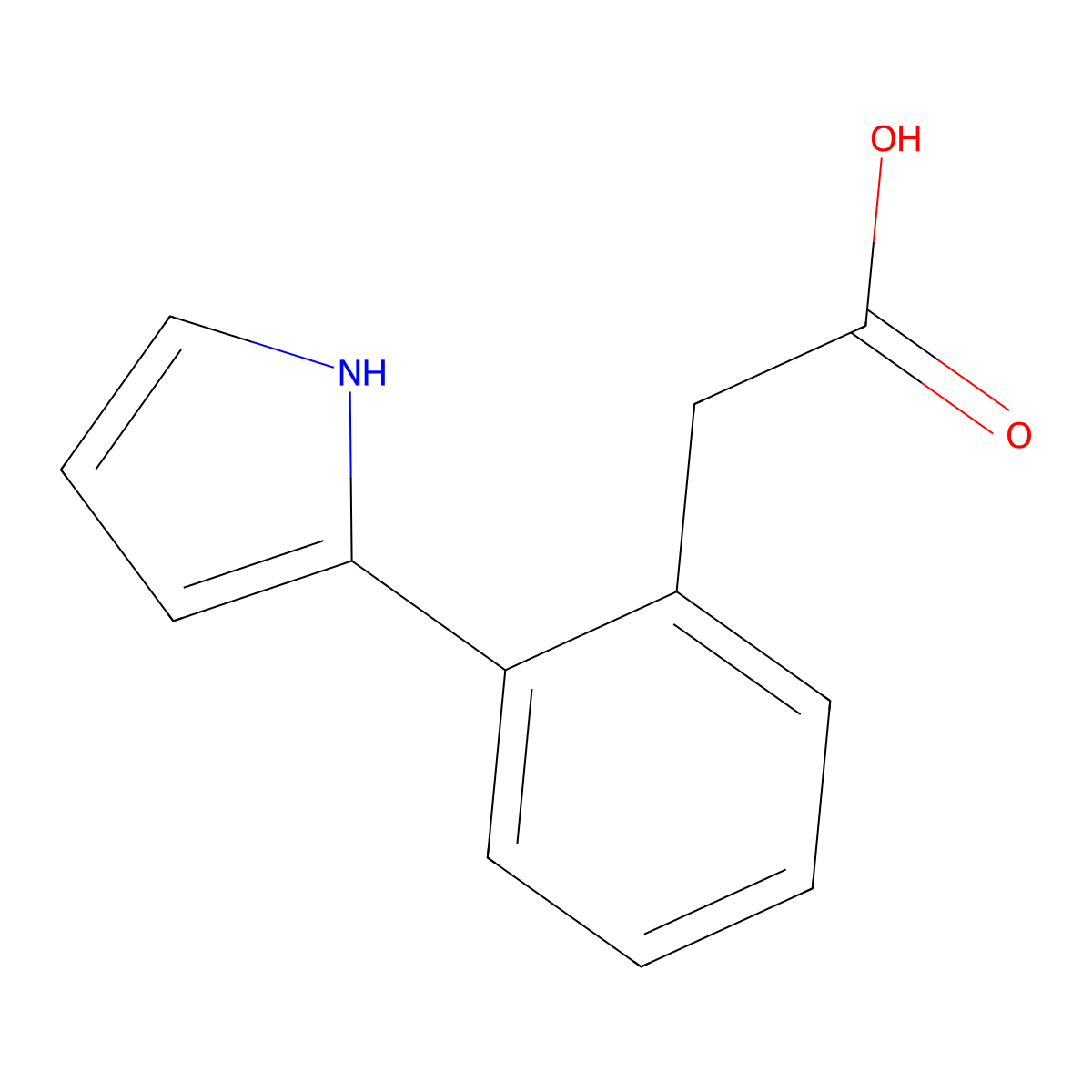 2-(2-(1H-pyrrol-2-yl)phenyl)acetic acid molecular structure, CAS 1996190-59-0