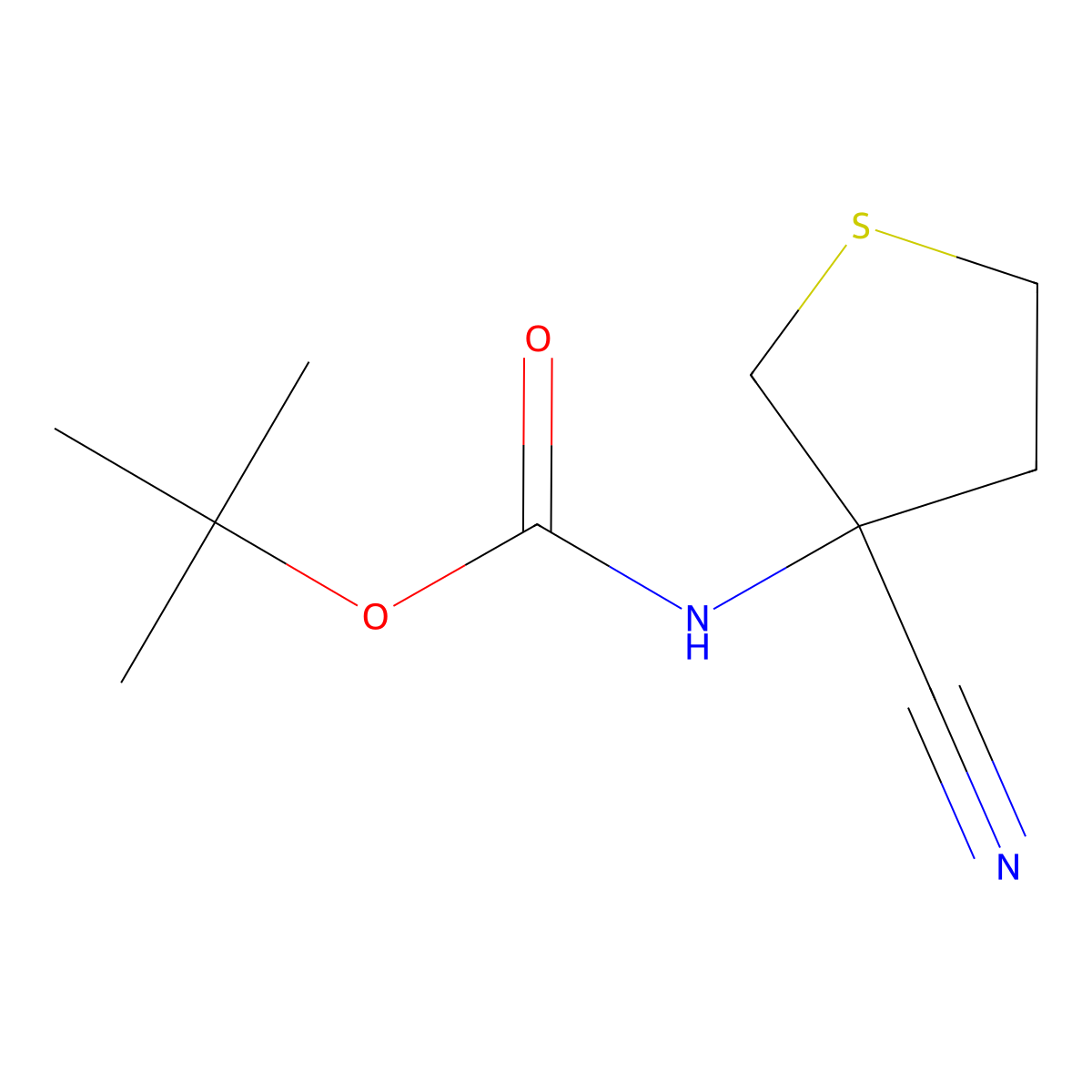 tert-butyl N-(3-cyanothiolan-3-yl)carbamate molecular structure, CAS 1996201-33-2