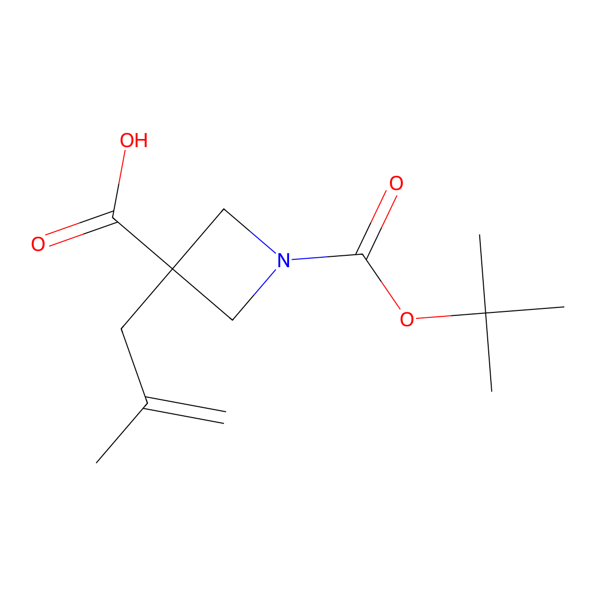 1-[(Tert-butoxy)carbonyl]-3-(2-methylprop-2-en-1-yl)azetidine-3-carboxylic acid molecular structure, CAS 1996220-16-6
