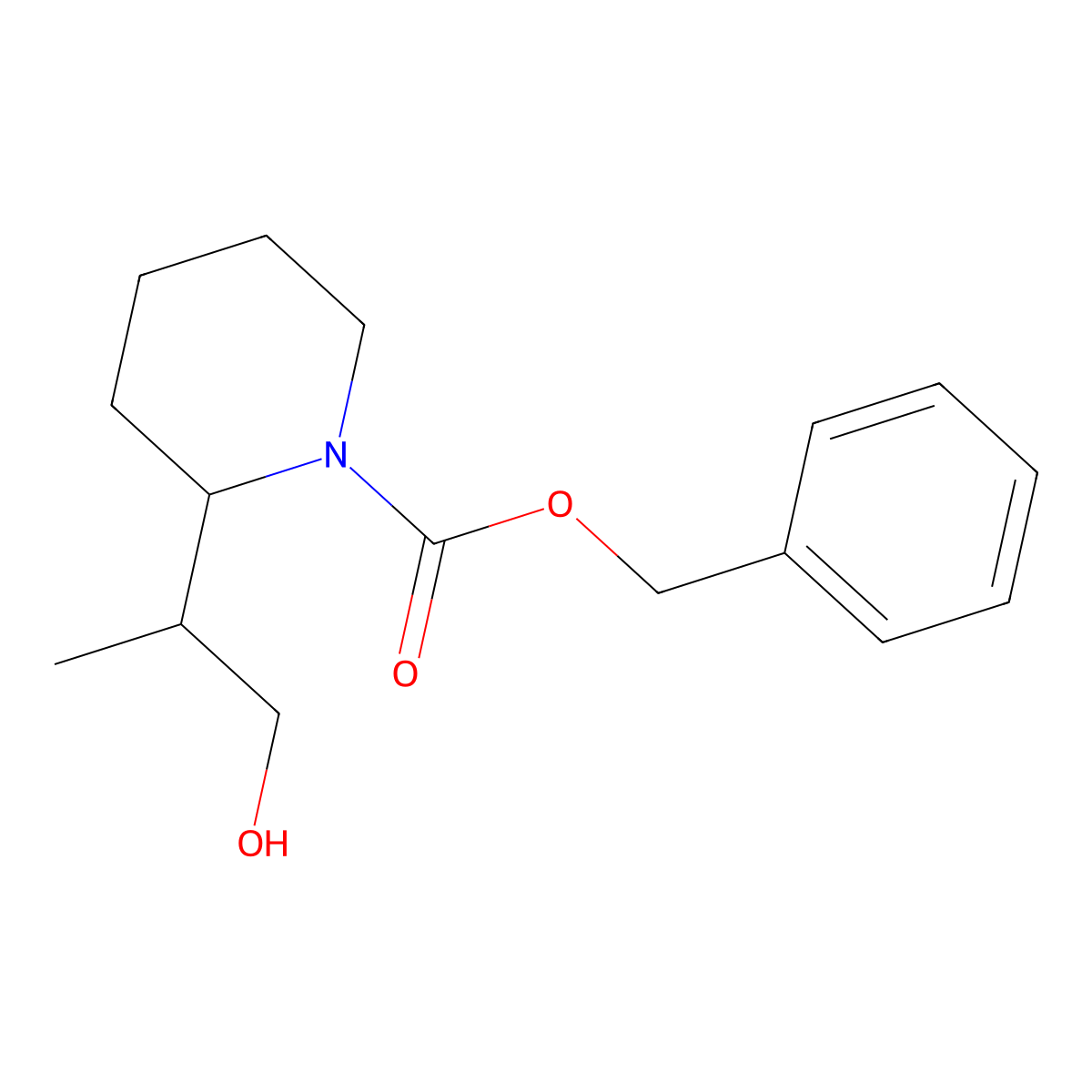 Benzyl 2-(1-hydroxypropan-2-yl)piperidine-1-carboxylate molecular structure, CAS 1996271-57-8