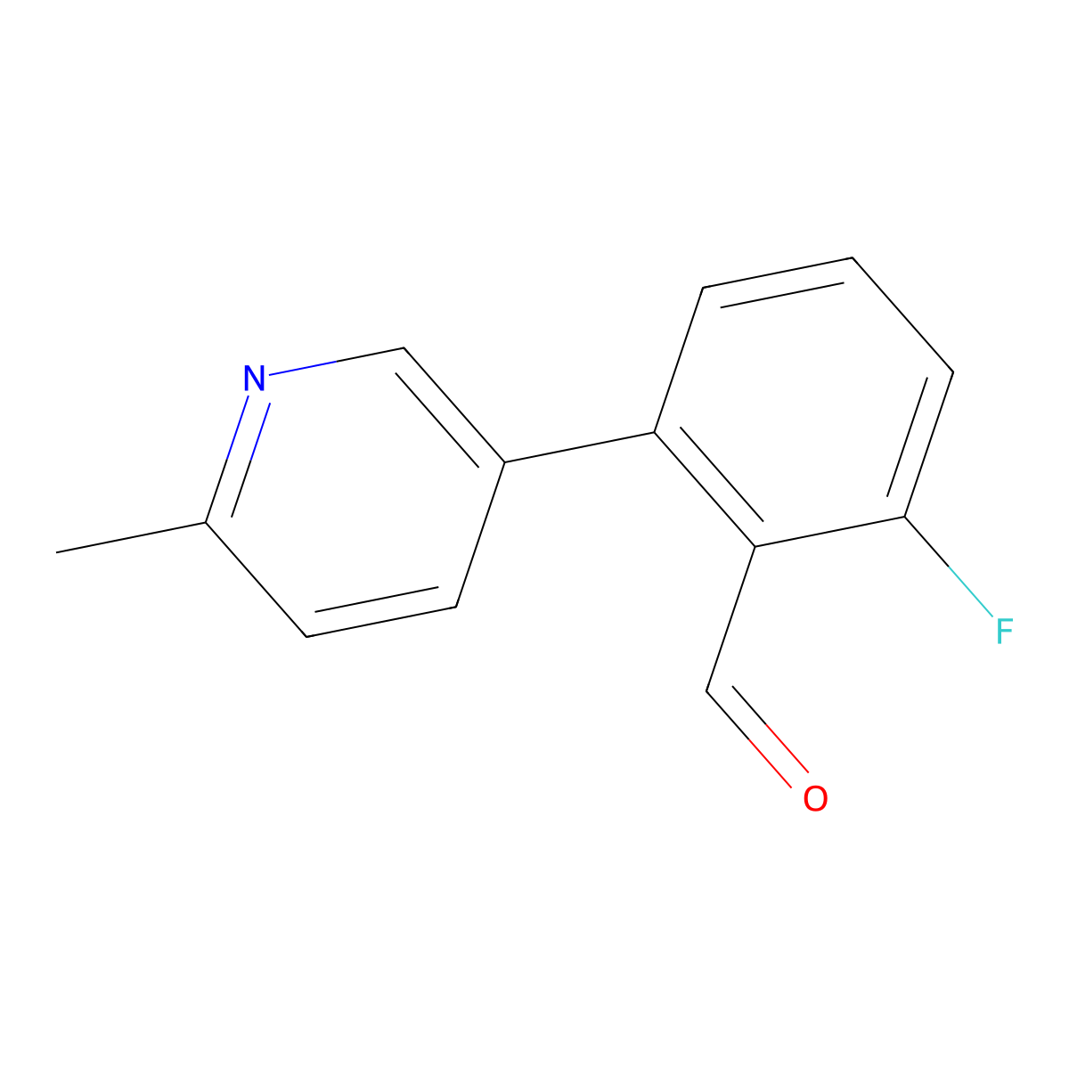 2-Fluoro-6-(6-methylpyridin-3-yl)benzaldehyde molecular structure, CAS 1996290-38-0