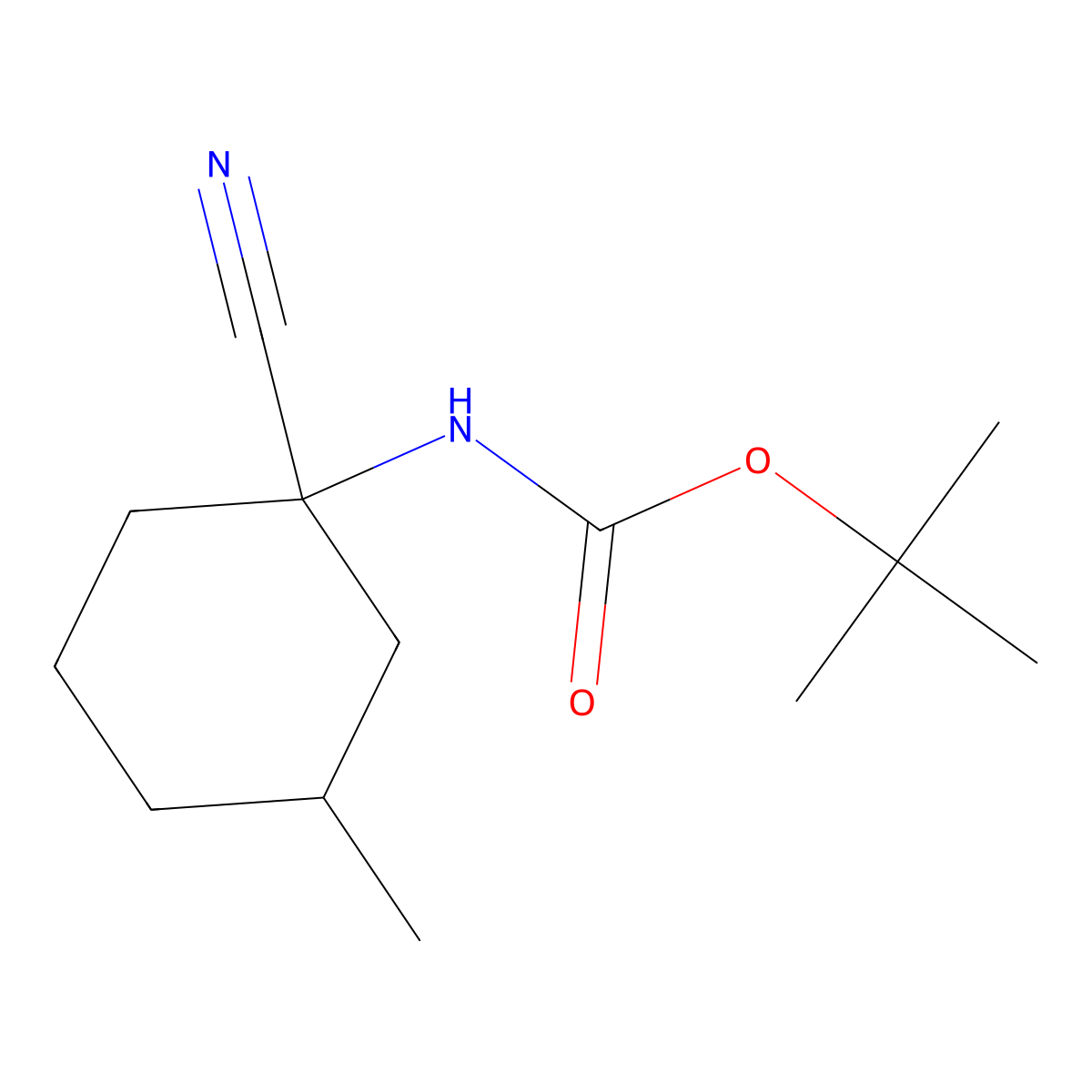 tert-butyl N-(1-cyano-3-methylcyclohexyl)carbamate molecular structure, CAS 1996322-54-3