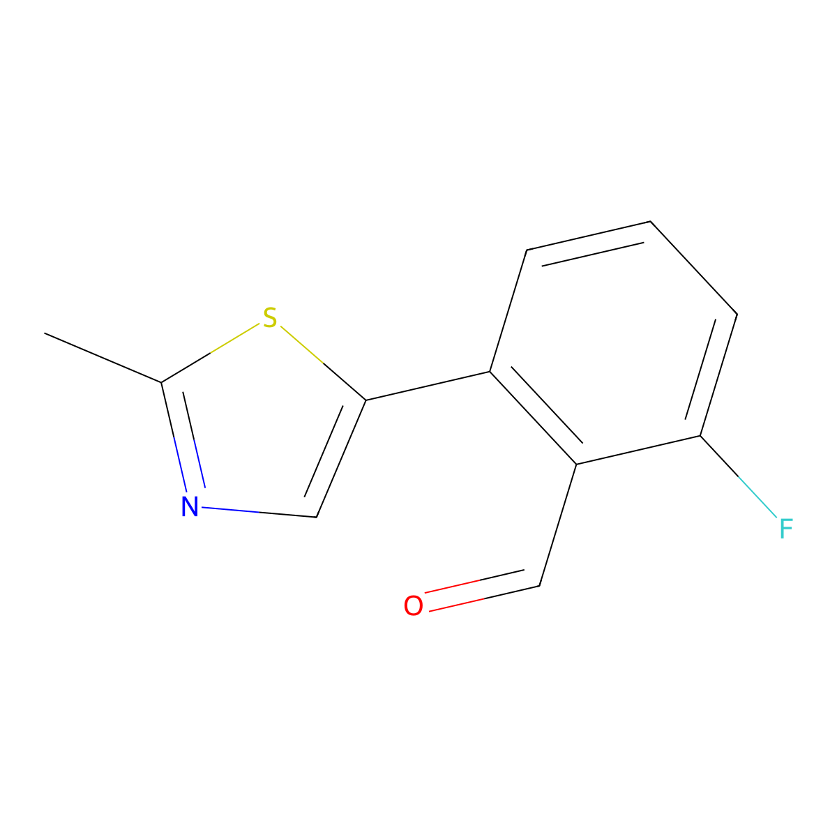 2-Fluoro-6-(2-methyl-1,3-thiazol-5-yl)benzaldehyde molecular structure, CAS 1996364-41-0