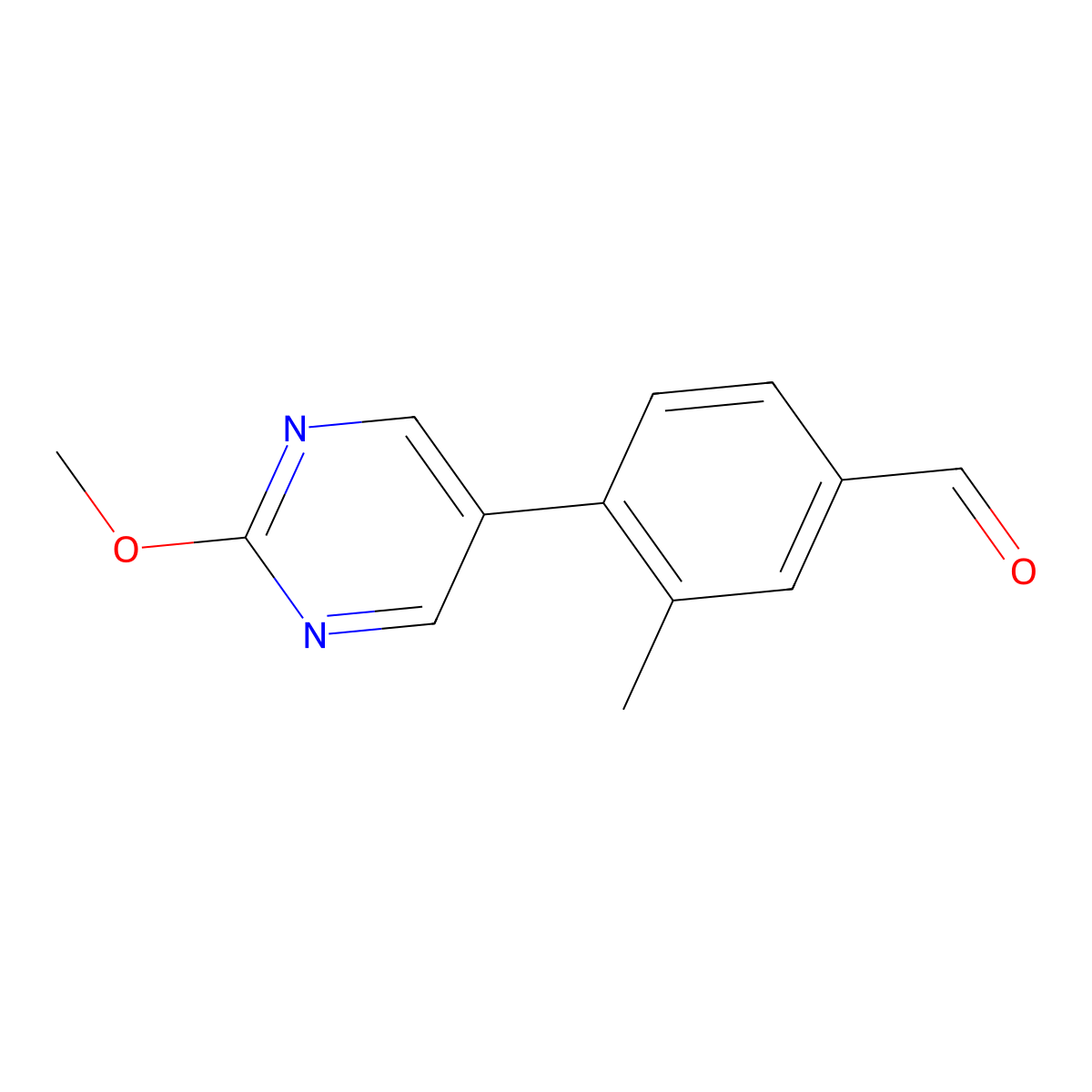 4-(2-Methoxy-5-pyrimidinyl)-3-methylbenzaldehyde molecular structure, CAS 1996372-37-2