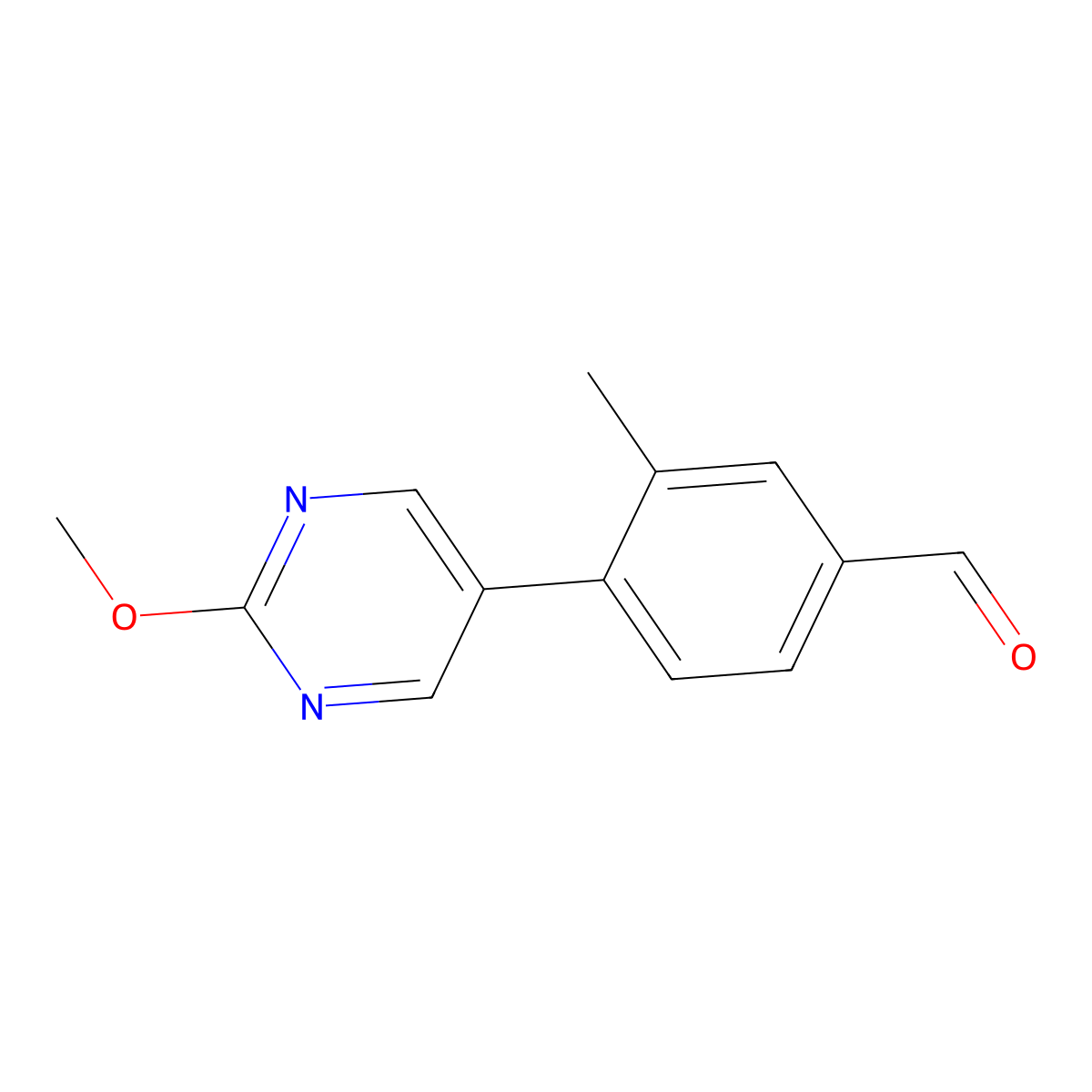4-(2-Methoxy-5-pyrimidinyl)-3-methylbenzaldehyde molecular structure, CAS 1996372-37-2