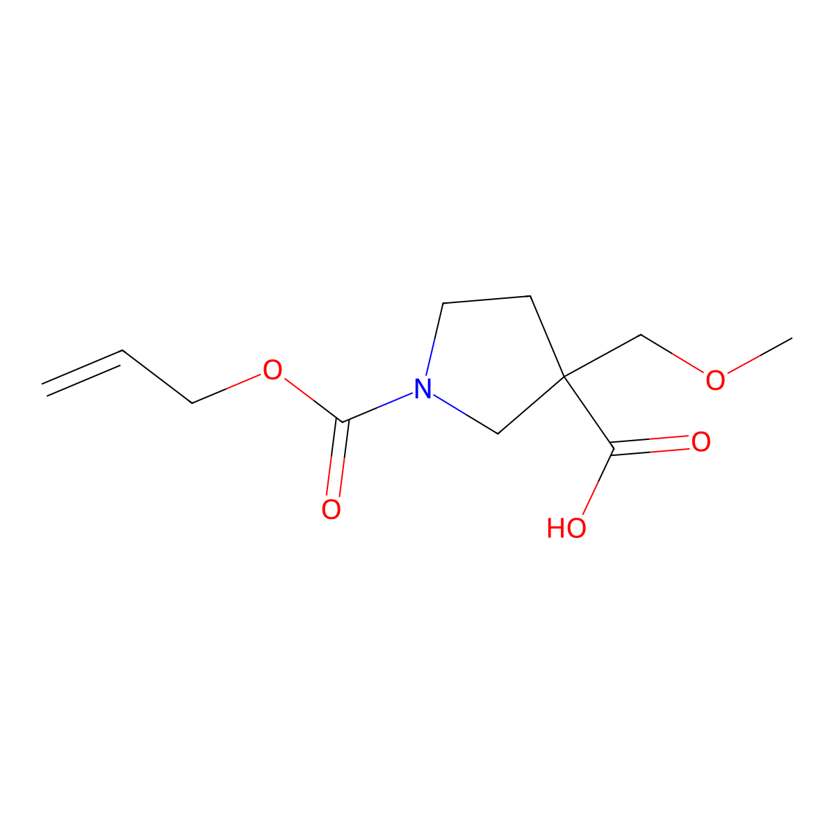 3-(Methoxymethyl)-1-[(prop-2-en-1-yloxy)carbonyl]pyrrolidine-3-carboxylic acid molecular structure, CAS 1996379-68-0