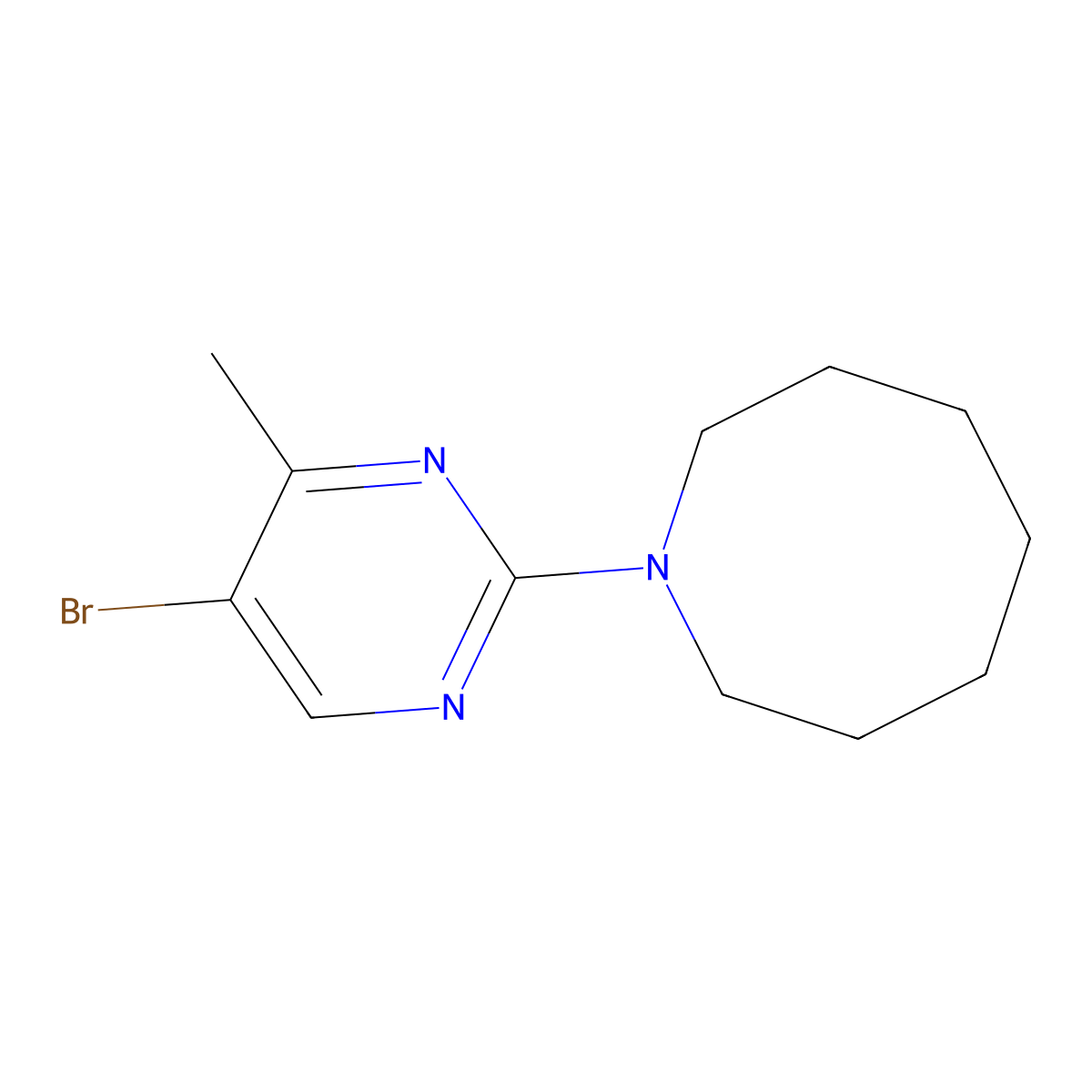 1-(5-Bromo-4-methylpyrimidin-2-yl)azocane molecular structure, CAS 1996431-19-6