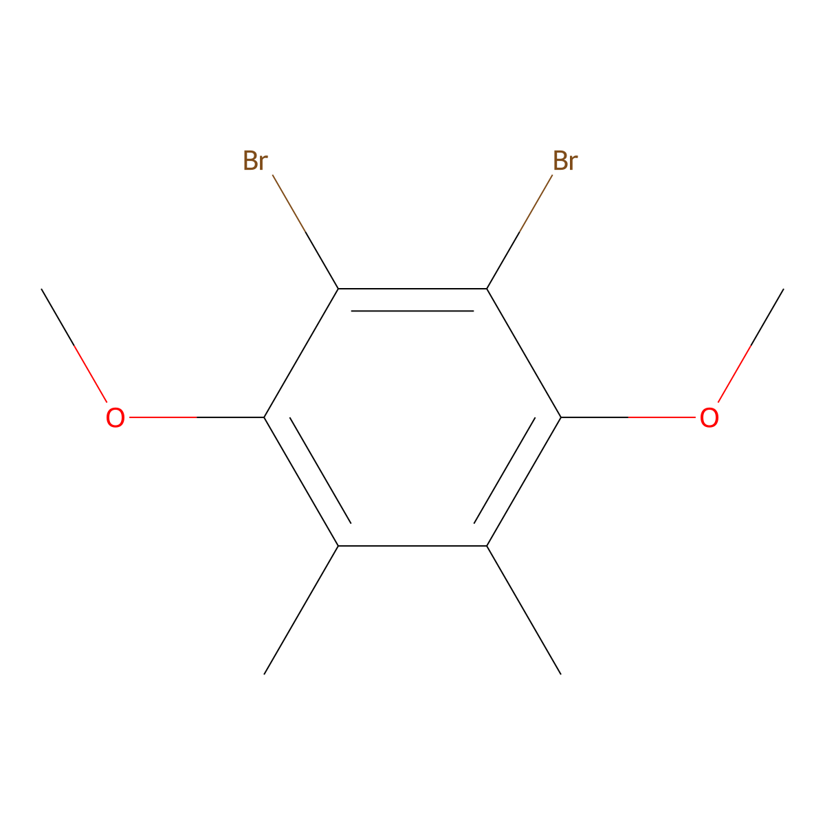 Benzene, 1,2-dibromo-3,6-dimethoxy-4,5-dimethyl- molecular structure, CAS 19965-41-4