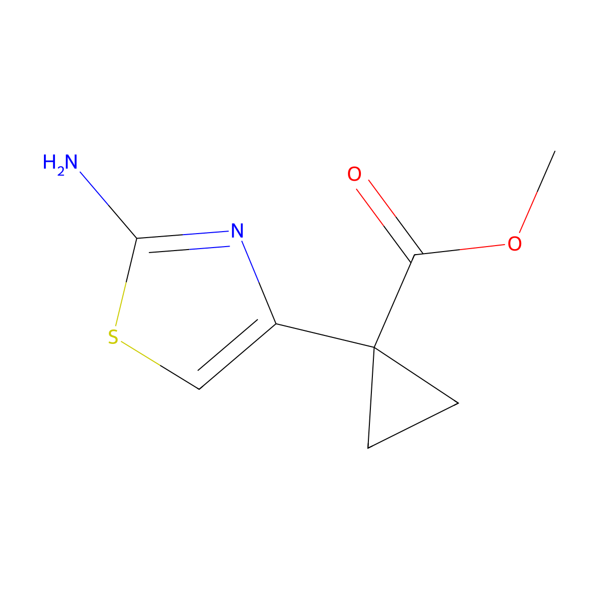 Methyl 1-(2-amino-1,3-thiazol-4-yl)cyclopropane-1-carboxylate molecular structure, CAS 1996506-66-1
