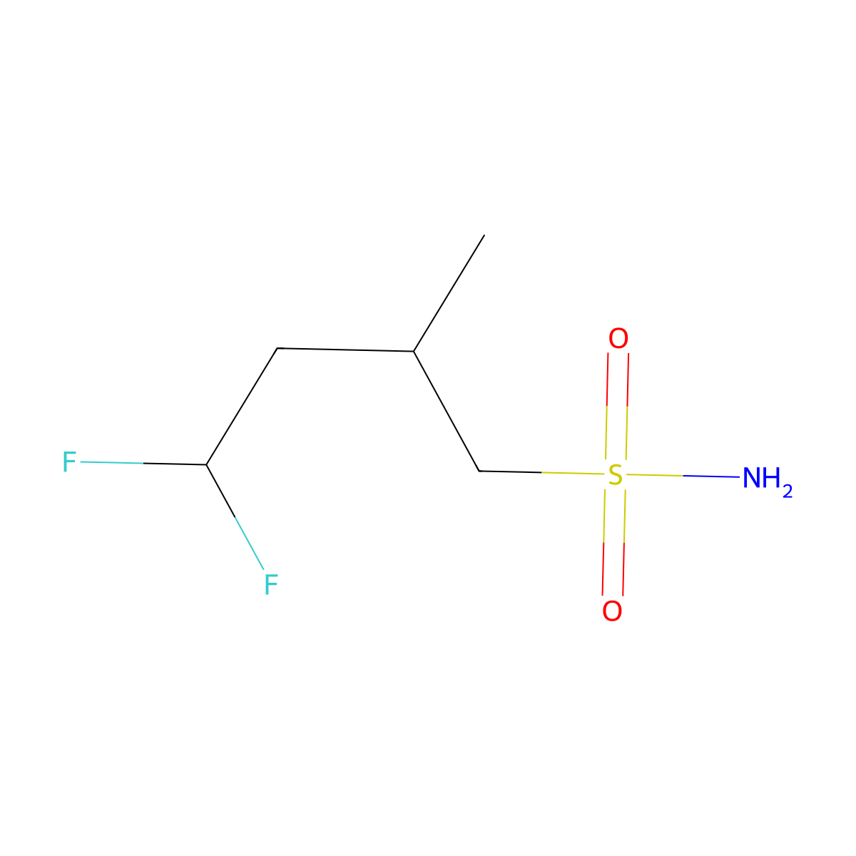 4,4-Difluoro-2-methylbutane-1-sulfonamide molecular structure, CAS 1996595-28-8