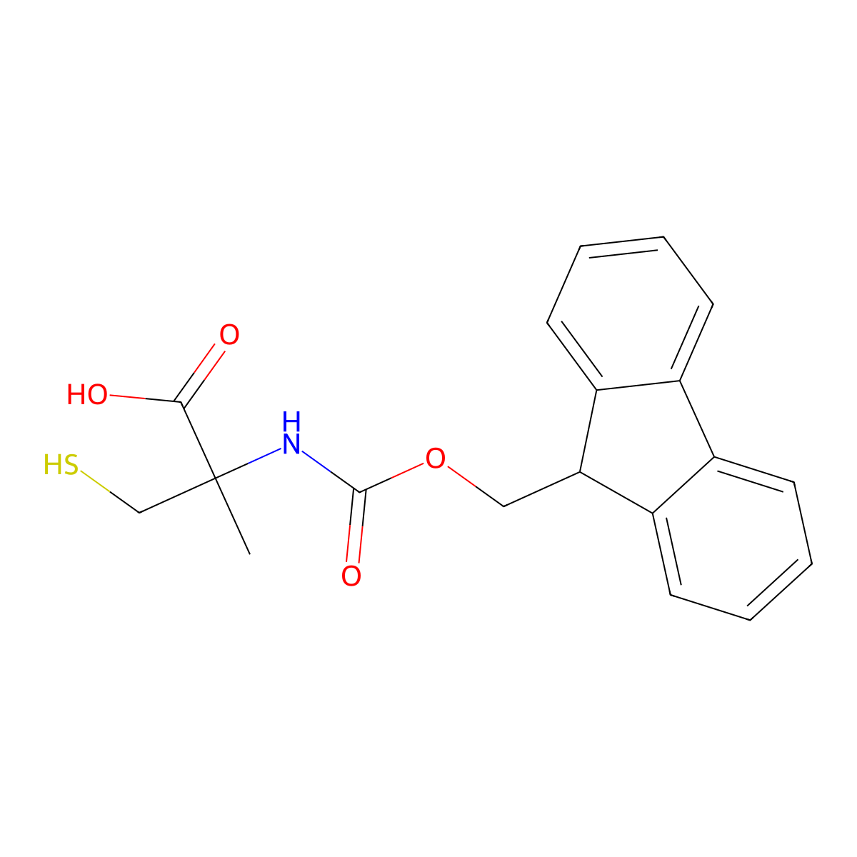(2R)-2-({[(9H-fluoren-9-yl)methoxy]carbonyl}amino)-2-methyl-3-sulfanylpropanoic acid molecular structure, CAS 1996655-39-0
