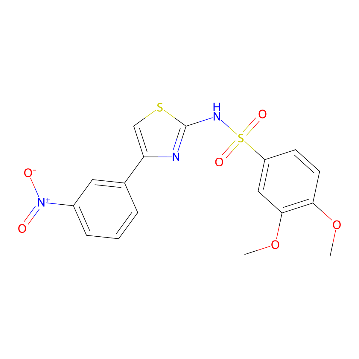 3,4-Dimethoxy-N-(4-(3-nitrophenyl)-2-thiazolyl)benzenesulfonamide molecular structure, CAS 199666-03-0