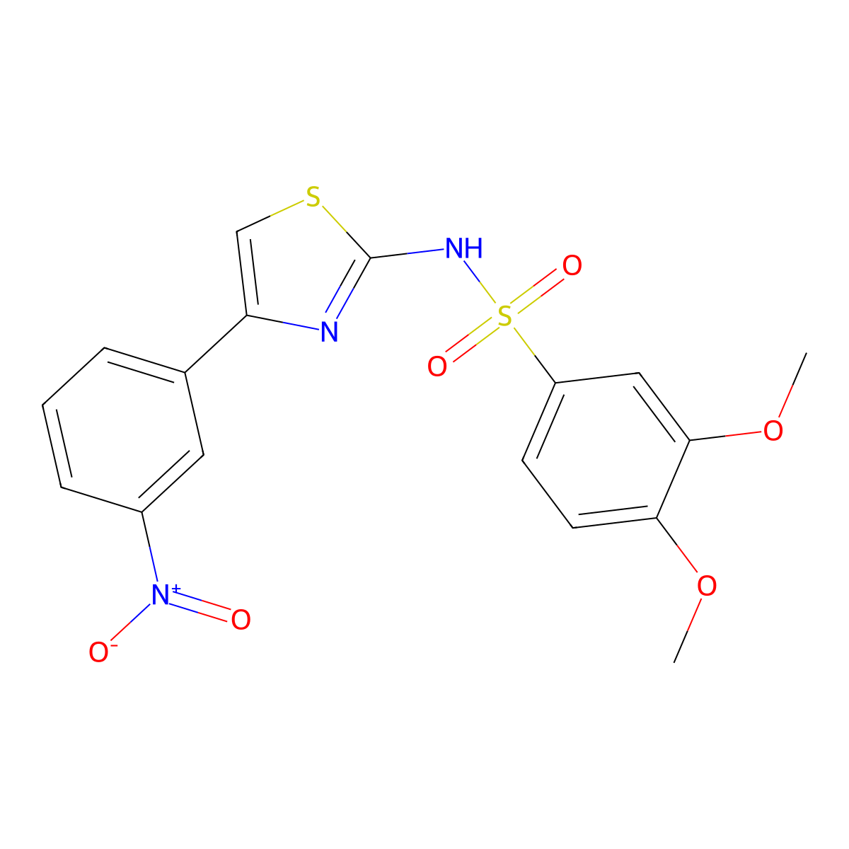 3,4-Dimethoxy-N-(4-(3-nitrophenyl)-2-thiazolyl)benzenesulfonamide molecular structure, CAS 199666-03-0