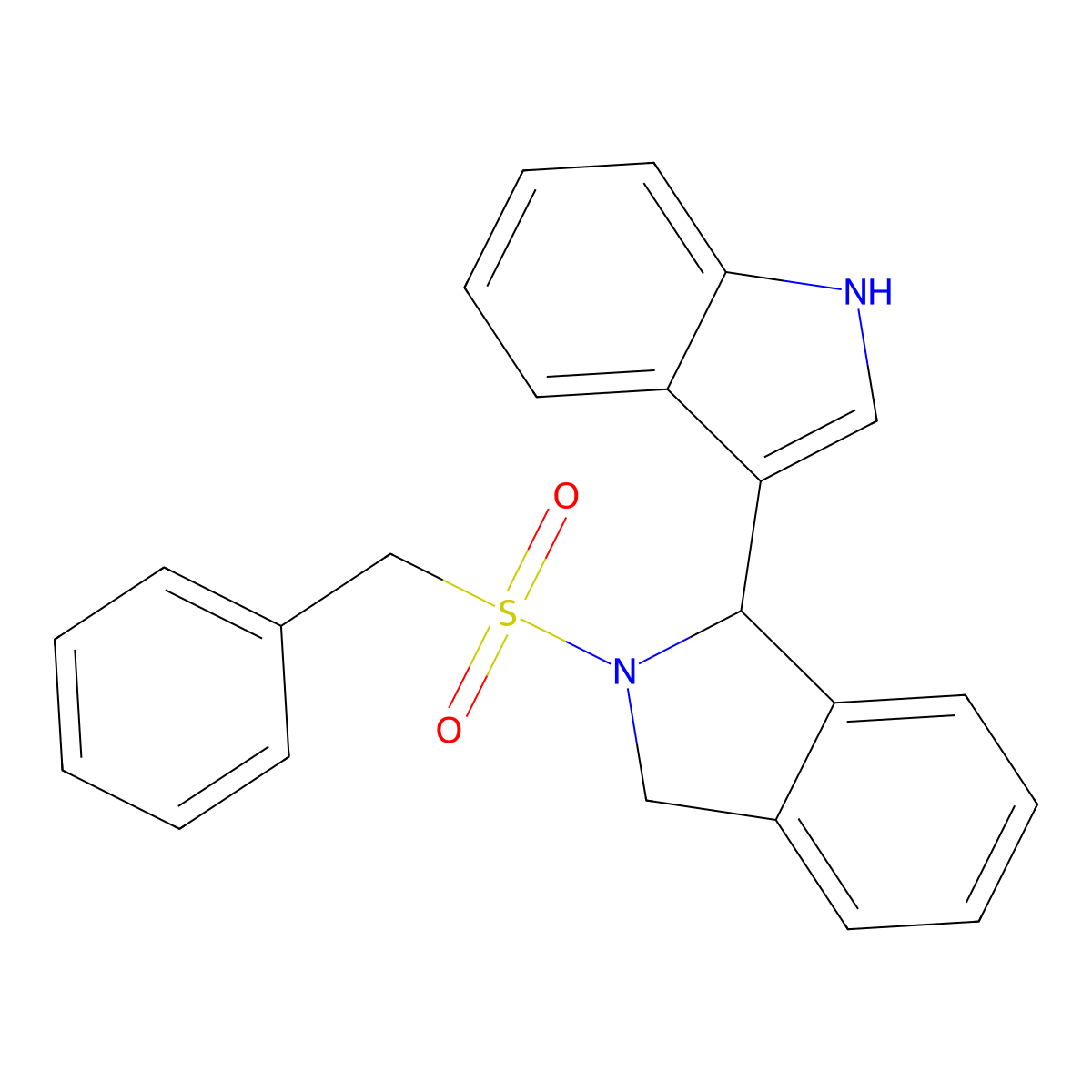 1H-Indole, 3-[2,3-dihydro-2-[(phenylmethyl)sulfonyl]-1H-isoindol-1-yl]- molecular structure, CAS 1996673-44-9