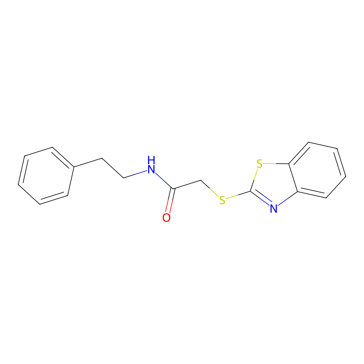 2-(1,3-benzothiazol-2-ylsulfanyl)-N-(2-phenylethyl)acetamide molecular structure, CAS 19967-31-8
