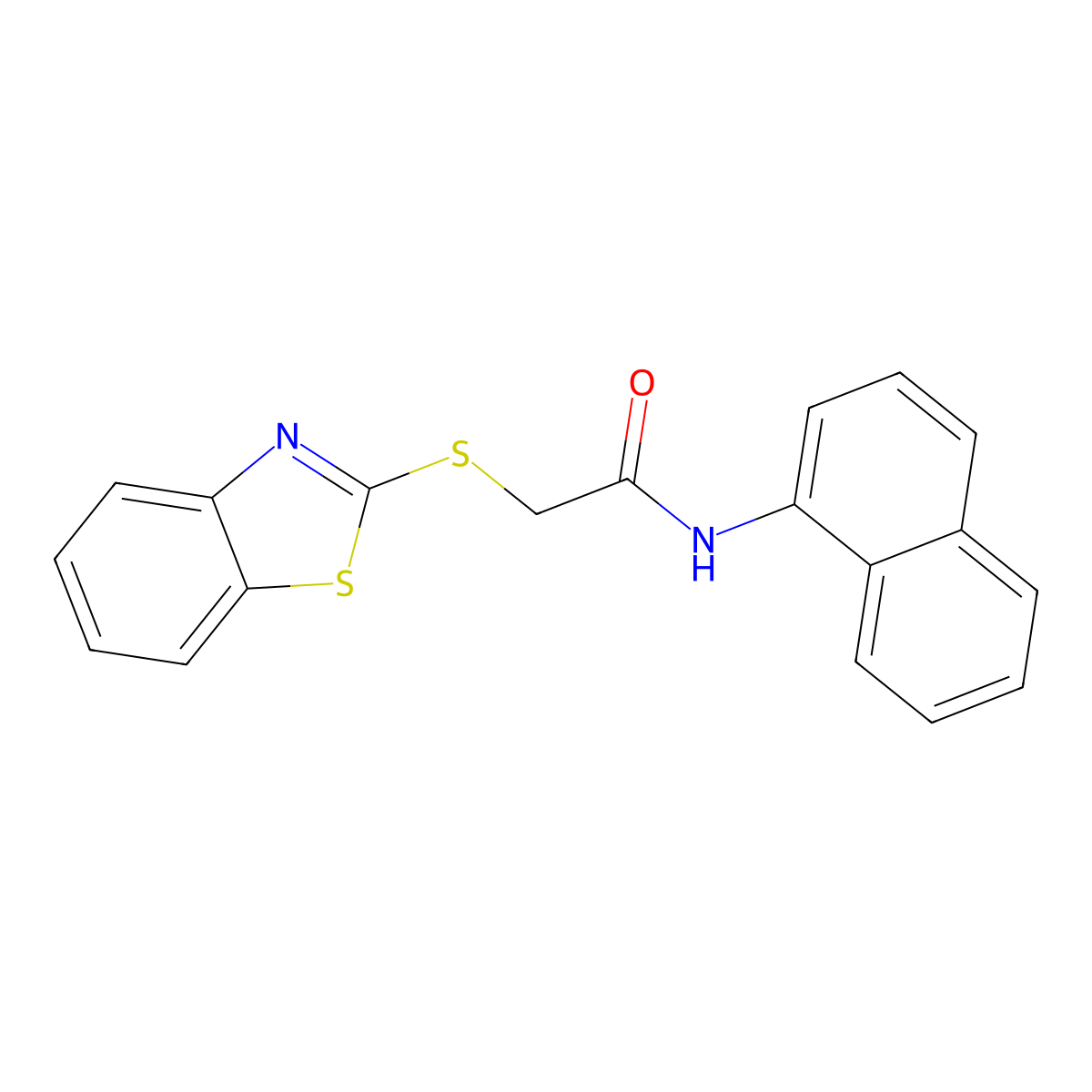 2-(1,3-benzothiazol-2-ylsulfanyl)-N-(1-naphthyl)acetamide molecular structure, CAS 19967-32-9