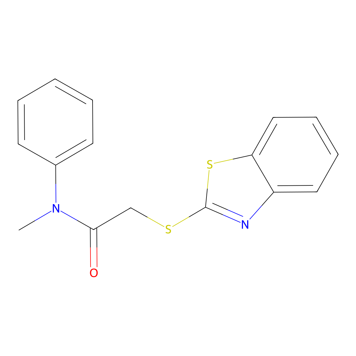 2-(1,3-benzothiazol-2-ylsulfanyl)-N-methyl-N-phenylacetamide molecular structure, CAS 19967-33-0