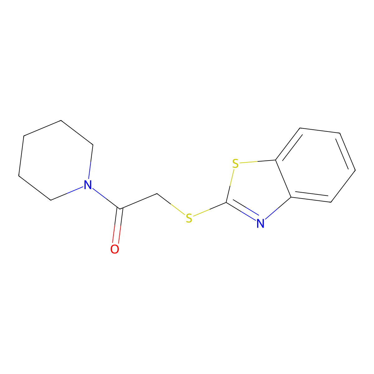 2-(Benzo[d]thiazol-2-ylthio)-1-(piperidin-1-yl)ethanone molecular structure, CAS 19967-35-2
