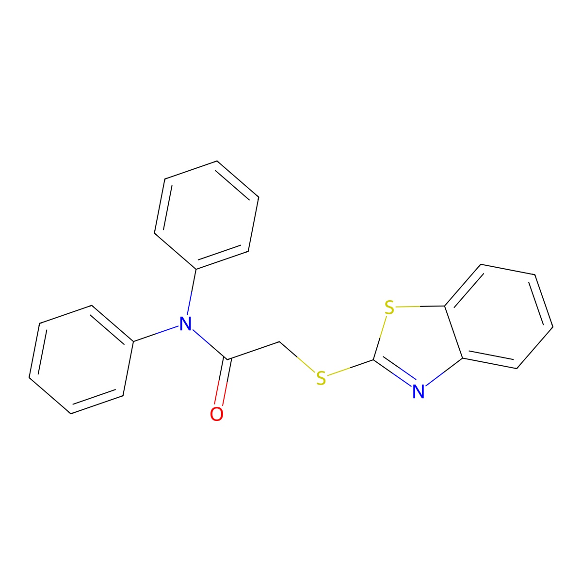 2-(1,3-benzothiazol-2-ylsulfanyl)-N,N-diphenylacetamide molecular structure, CAS 19967-43-2