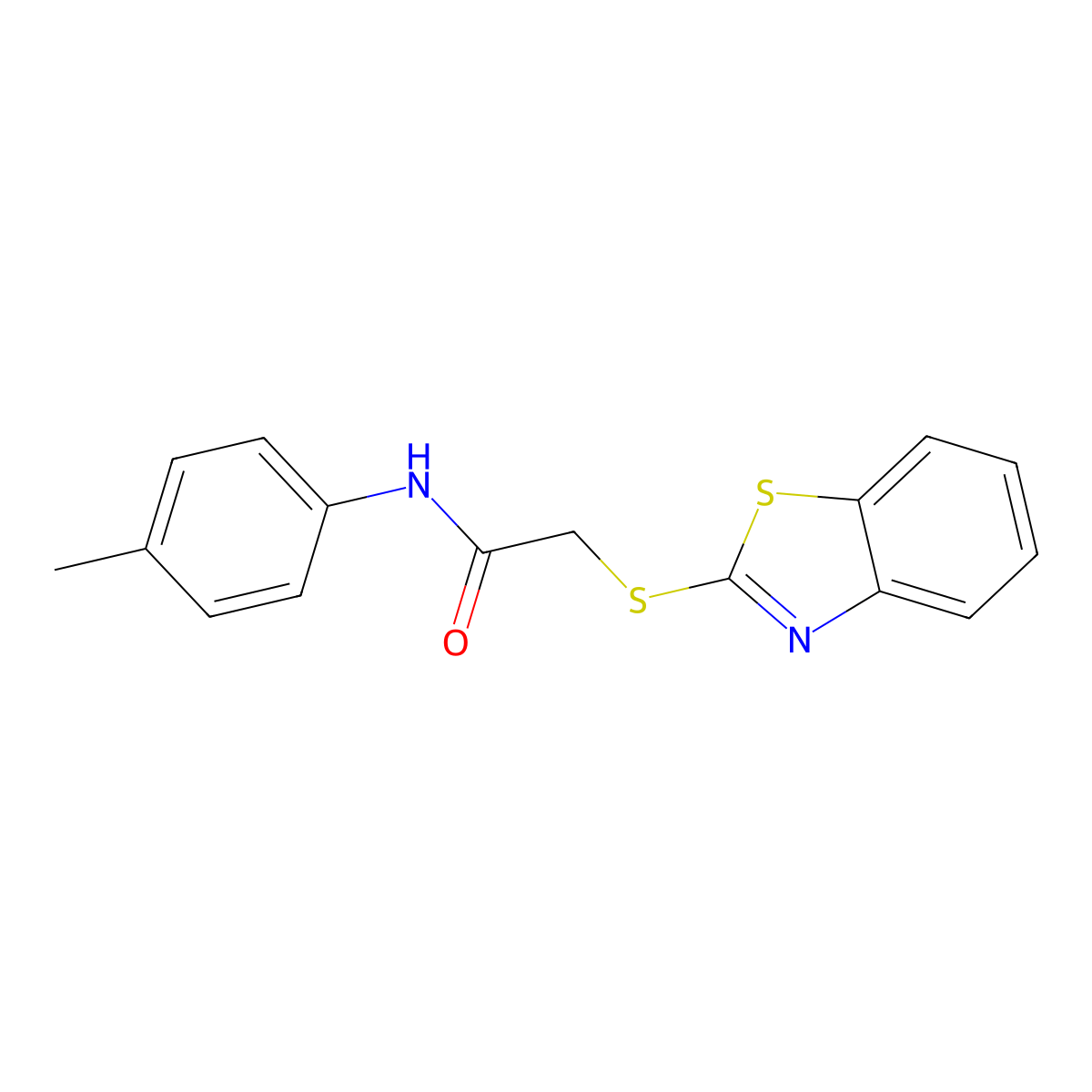 2-(1,3-benzothiazol-2-ylsulfanyl)-N-(4-methylphenyl)acetamide molecular structure, CAS 19967-45-4