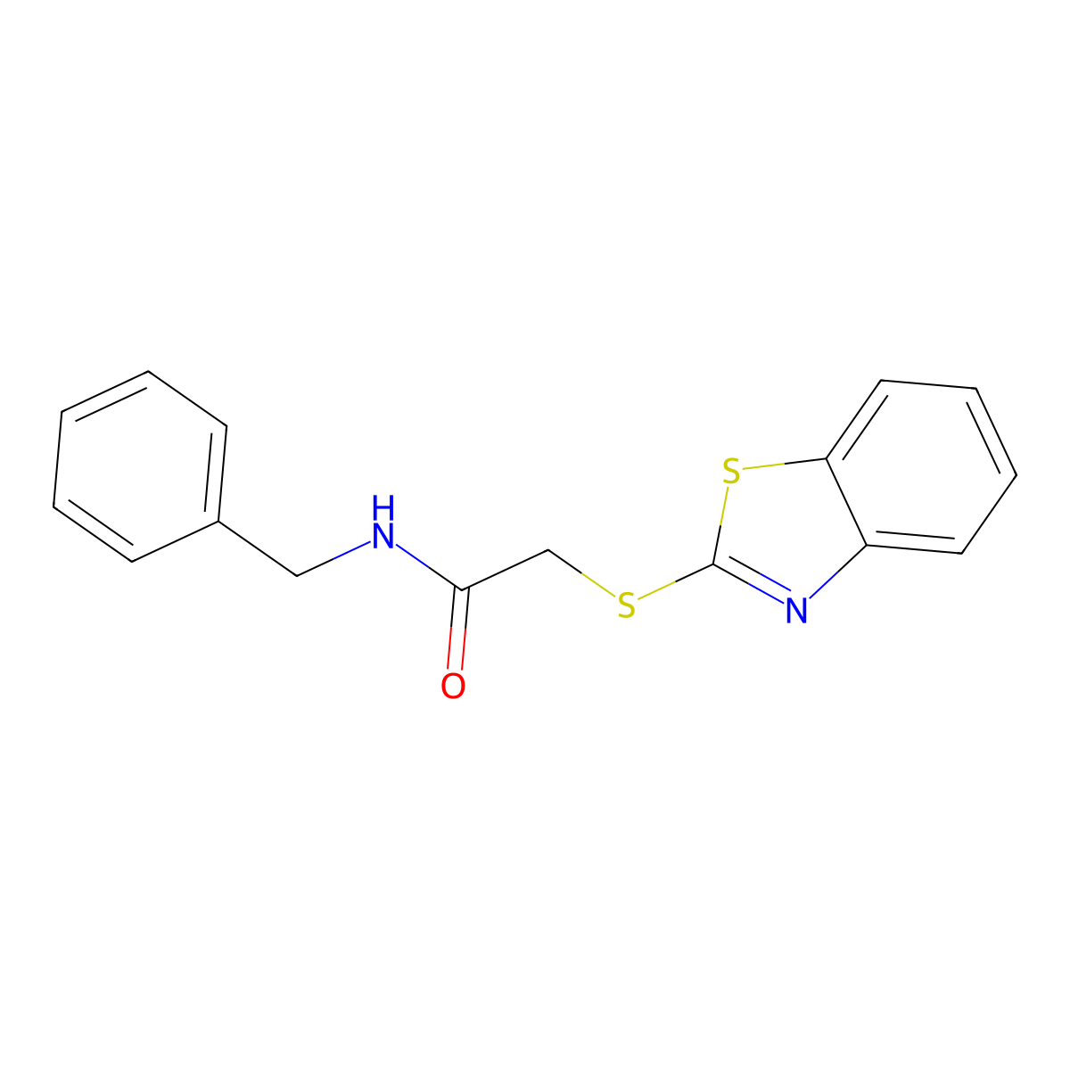 2-(1,3-benzothiazol-2-ylsulfanyl)-N-benzylacetamide molecular structure, CAS 19967-46-5
