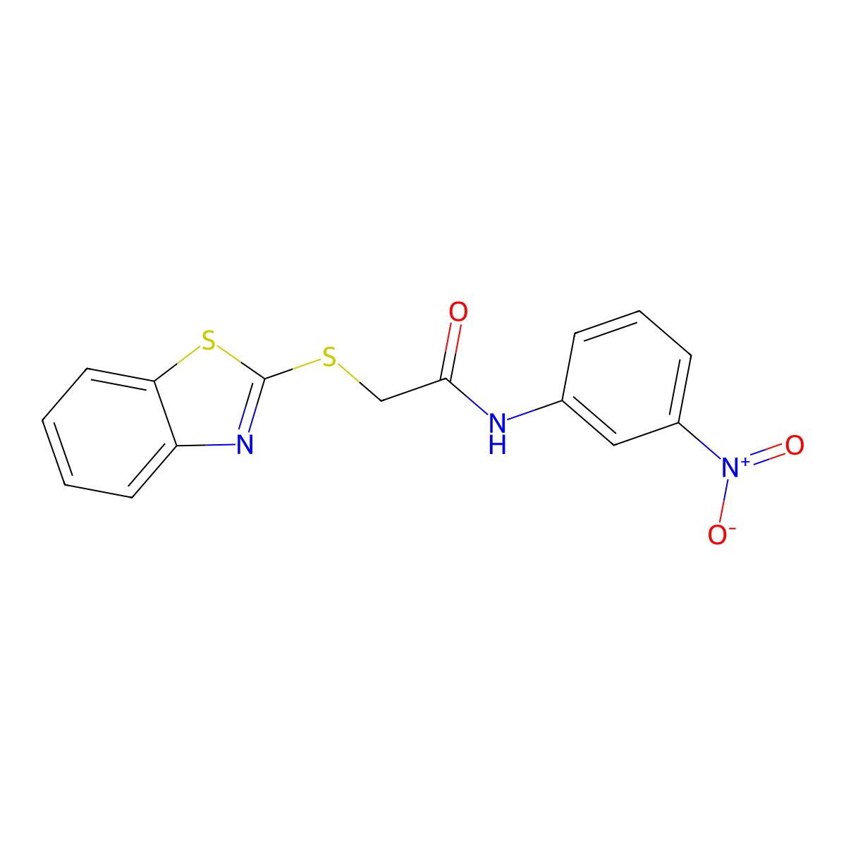 2-(1,3-benzothiazol-2-ylsulfanyl)-N-(3-nitrophenyl)acetamide molecular structure, CAS 19967-48-7