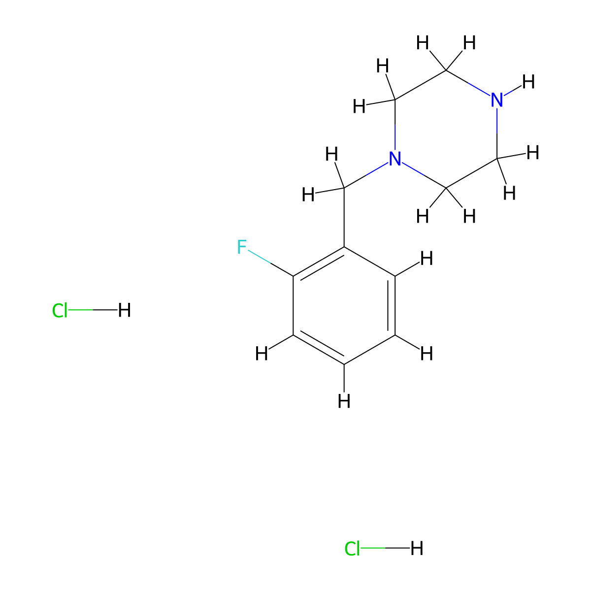 1-[(2-Fluorophenyl)methyl]piperazine dihydrochloride molecular structure, CAS 199672-03-2