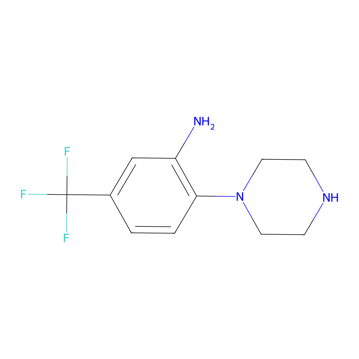 2-(Piperazin-1-yl)-5-(trifluoromethyl)benzenamine molecular structure, CAS 199672-19-0