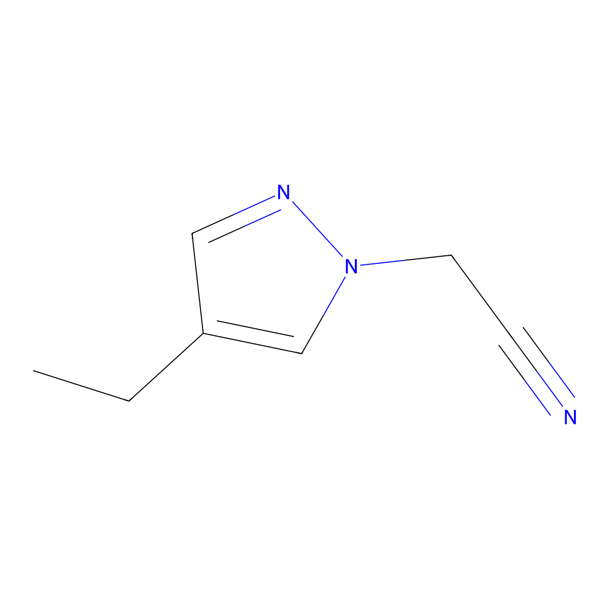 2-(4-ethyl-1H-pyrazol-1-yl)acetonitrile molecular structure, CAS 1996753-22-0