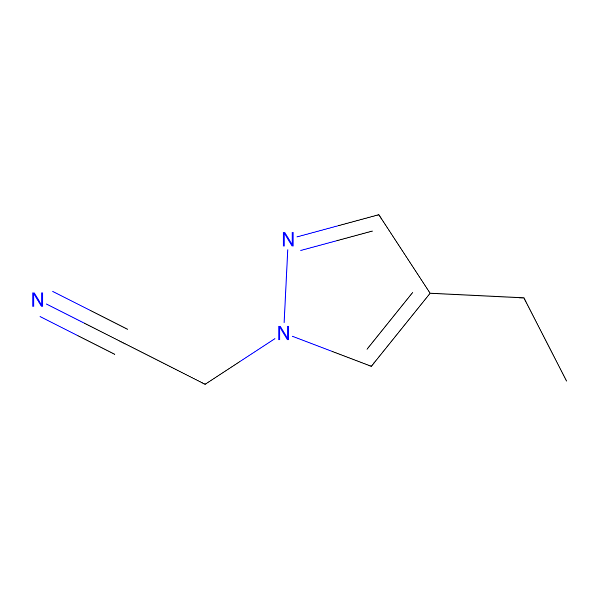 2-(4-ethyl-1H-pyrazol-1-yl)acetonitrile molecular structure, CAS 1996753-22-0