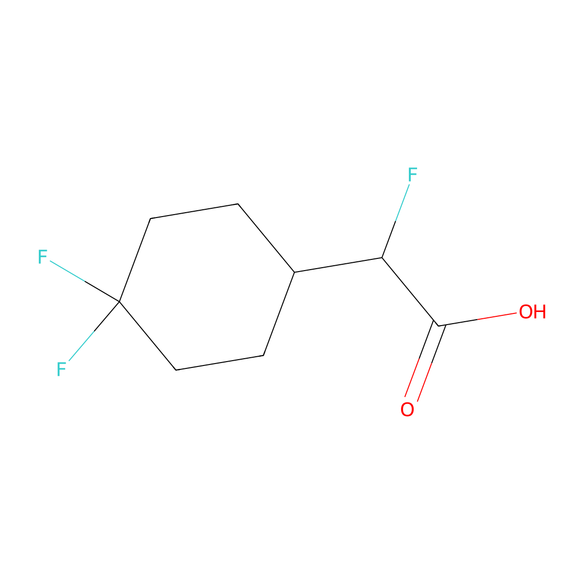 2-(4,4-Difluorocyclohexyl)-2-fluoroacetic acid molecular structure, CAS 1996761-02-4