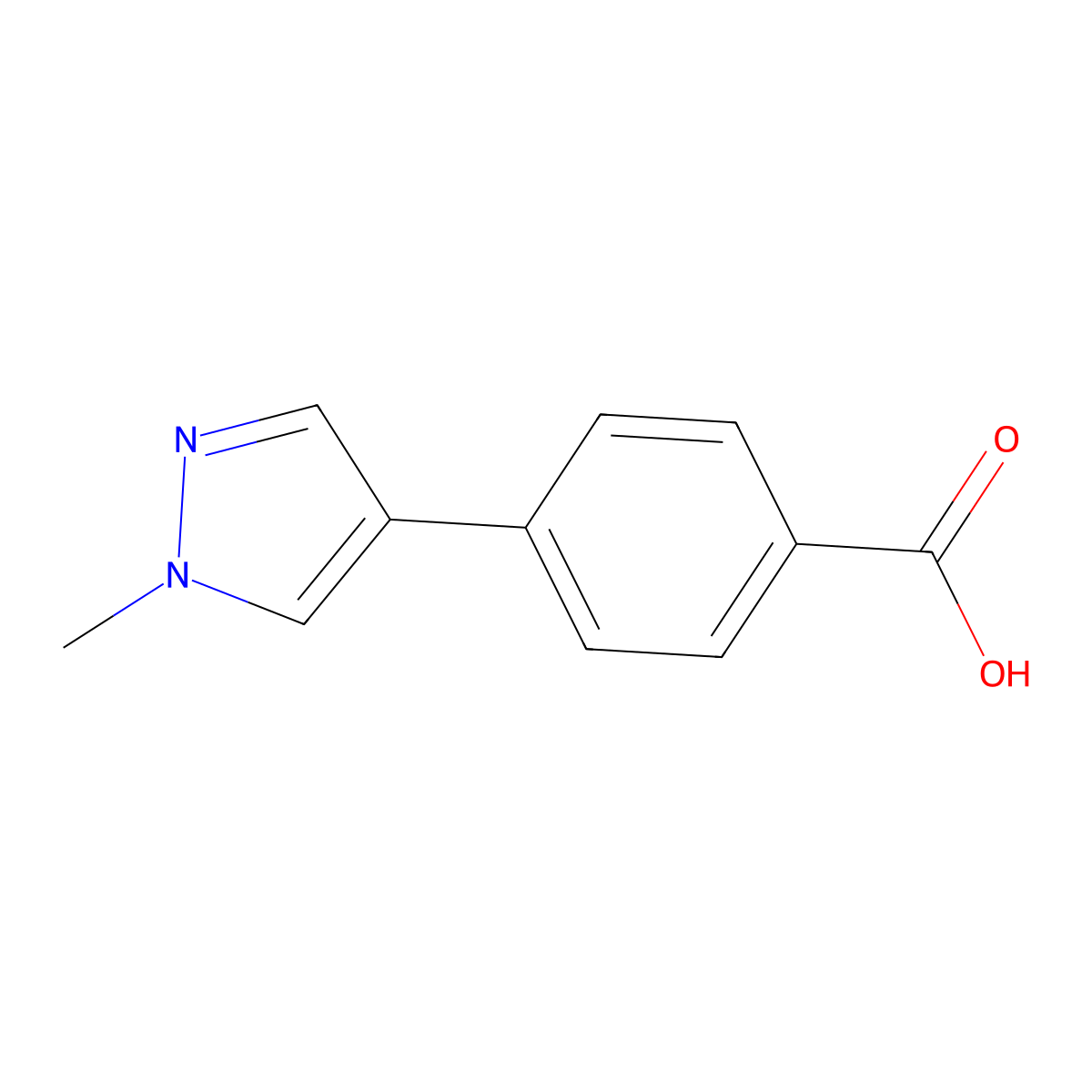 4-(1-methyl-1H-pyrazol-4-yl)benzoic acid molecular structure, CAS 199678-06-3