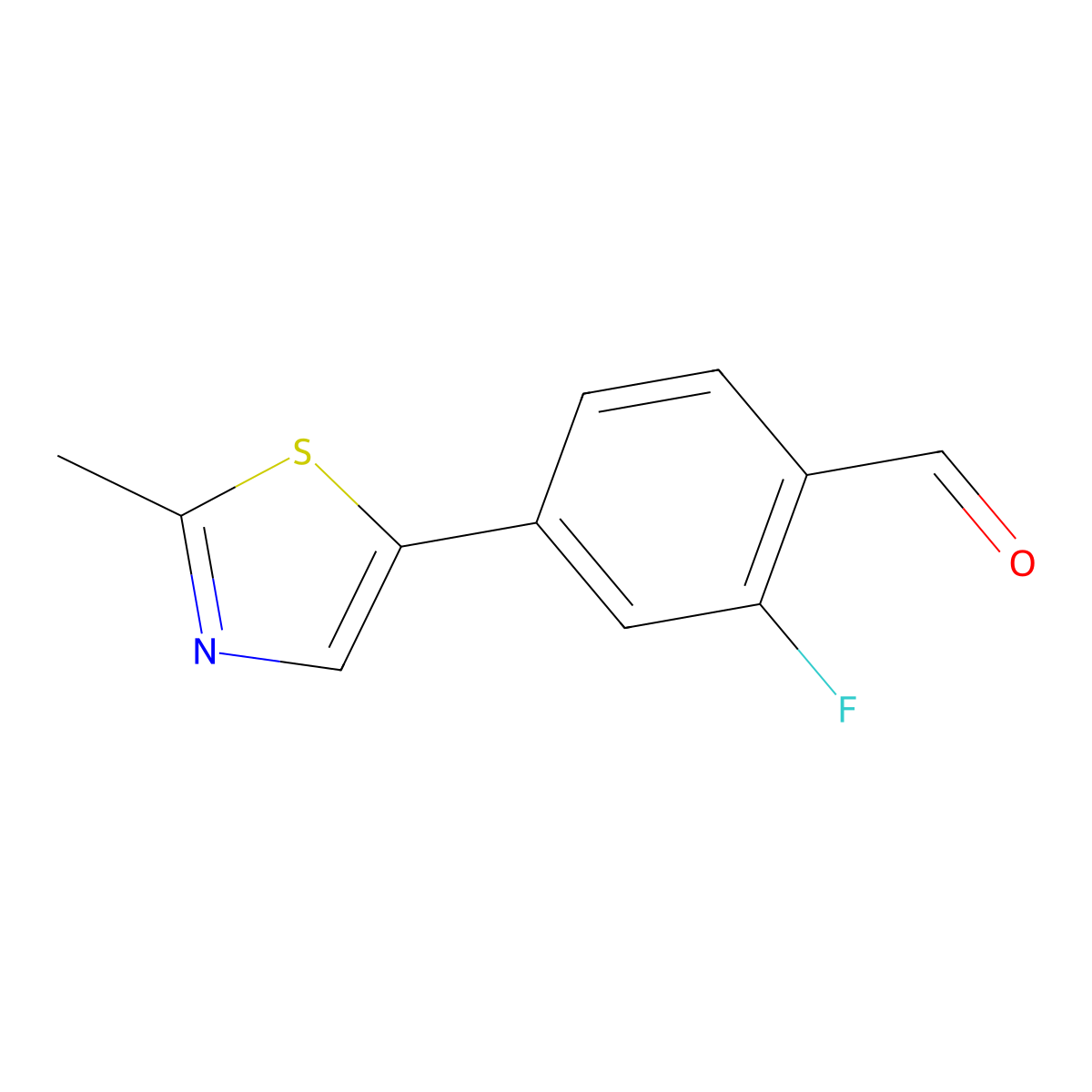 2-Fluoro-4-(2-methyl-1,3-thiazol-5-yl)benzaldehyde molecular structure, CAS 1996796-25-8
