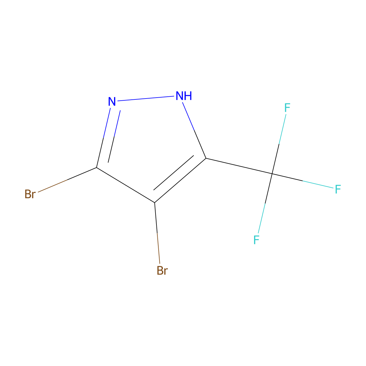 3,4-Dibromo-5-(trifluoromethyl)-1H-pyrazole molecular structure, CAS 19968-15-1