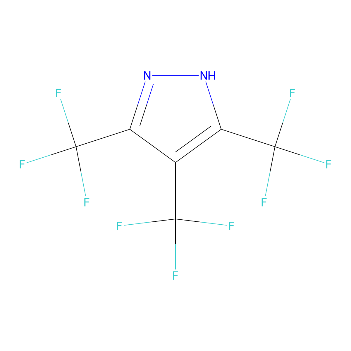 3,4,5-Tris(trifluoromethyl)-1H-pyrazole molecular structure, CAS 19968-20-8