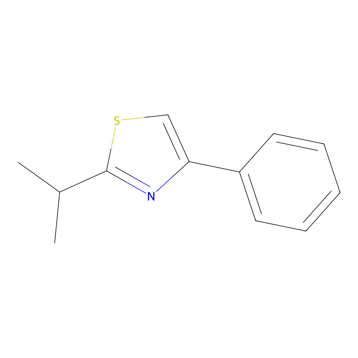 Thiazole, 2-(1-methylethyl)-4-phenyl- molecular structure, CAS 19968-51-5