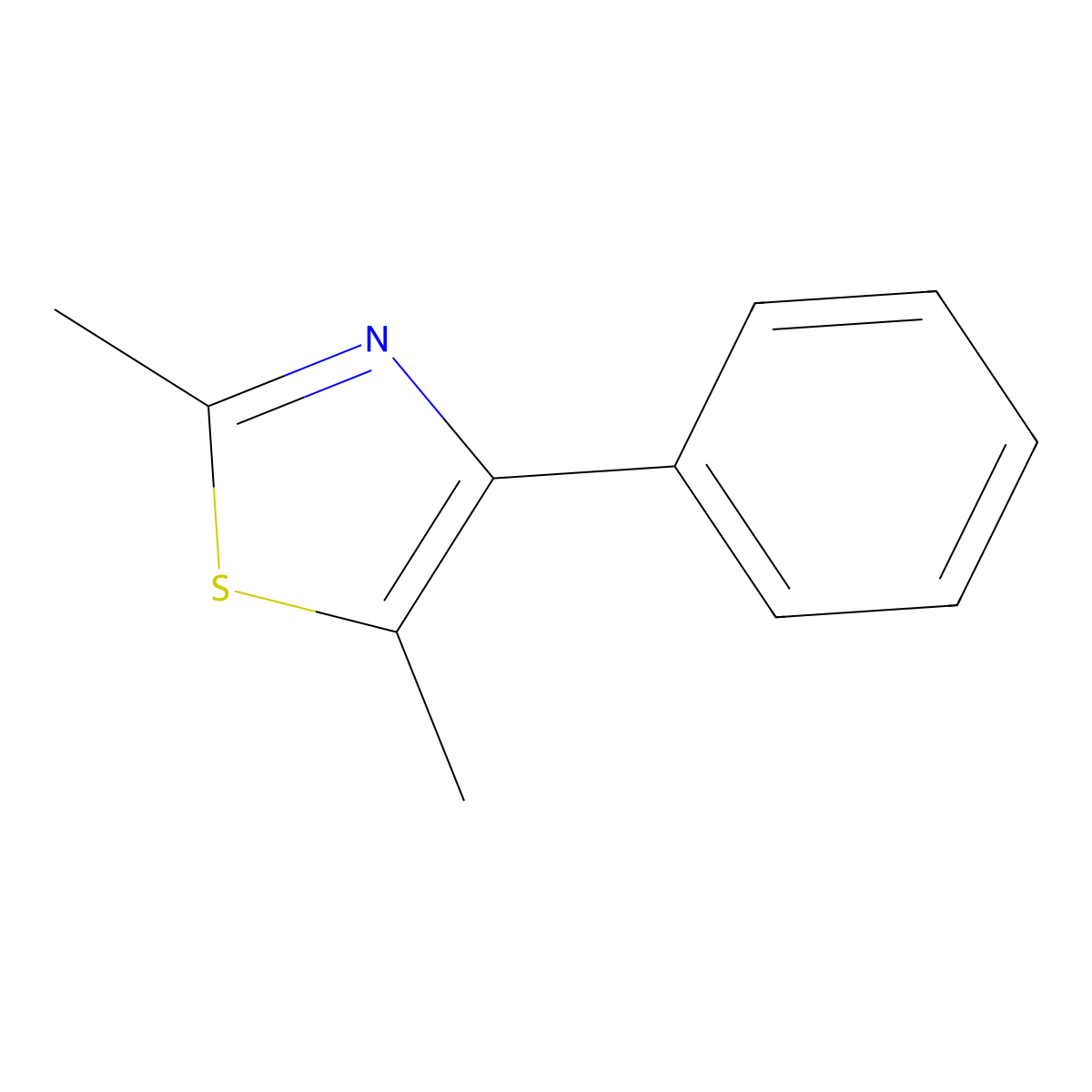 2,5-Dimethyl-4-phenylthiazole molecular structure, CAS 19968-59-3