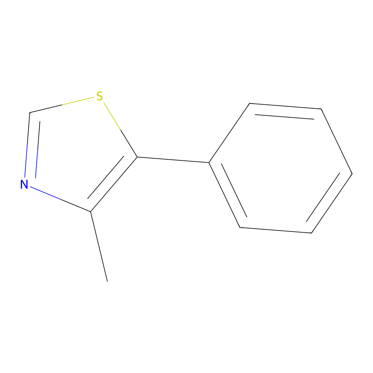 4-Methyl-5-phenylthiazole molecular structure, CAS 19968-61-7