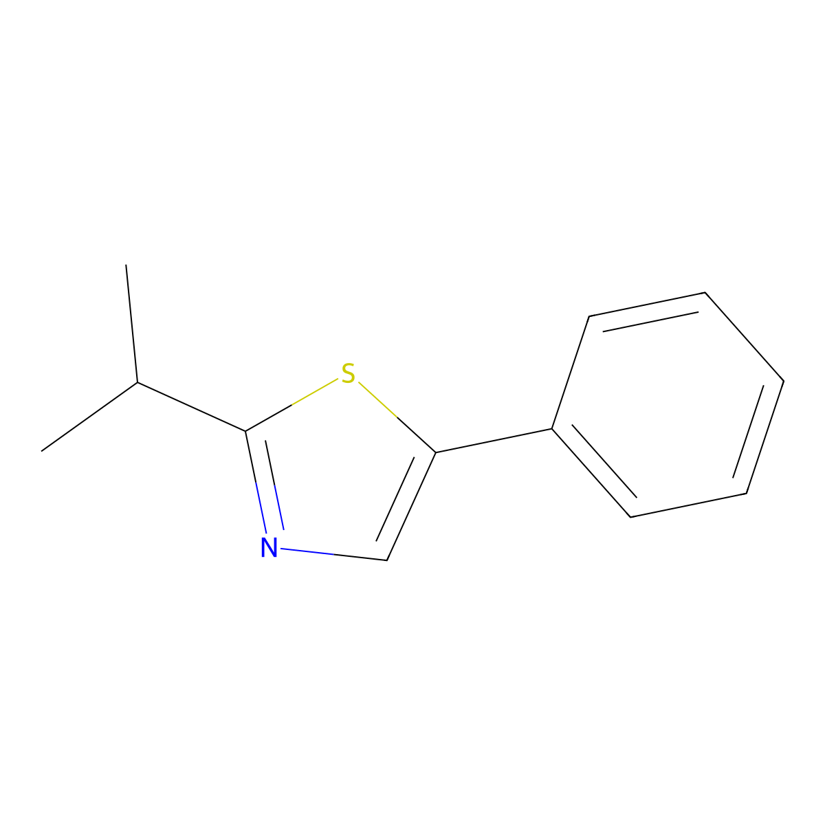 2-Isopropyl-5-phenylthiazole molecular structure, CAS 19968-75-3