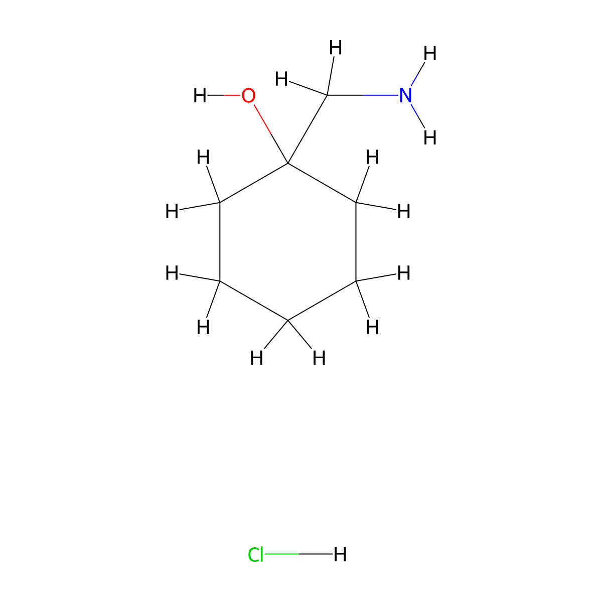 Cyclohexanol, 1-(aminomethyl)-, hydrochloride (1:1) molecular structure, CAS 19968-85-5