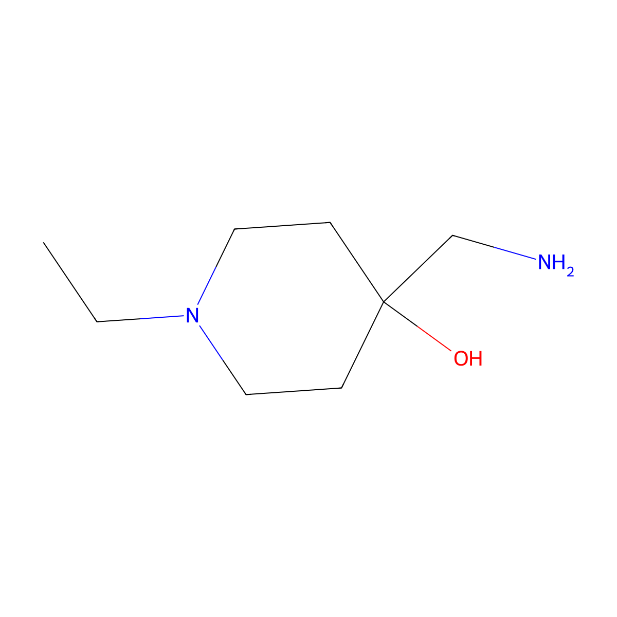 4-(Aminomethyl)-1-ethylpiperidin-4-ol molecular structure, CAS 19968-96-8
