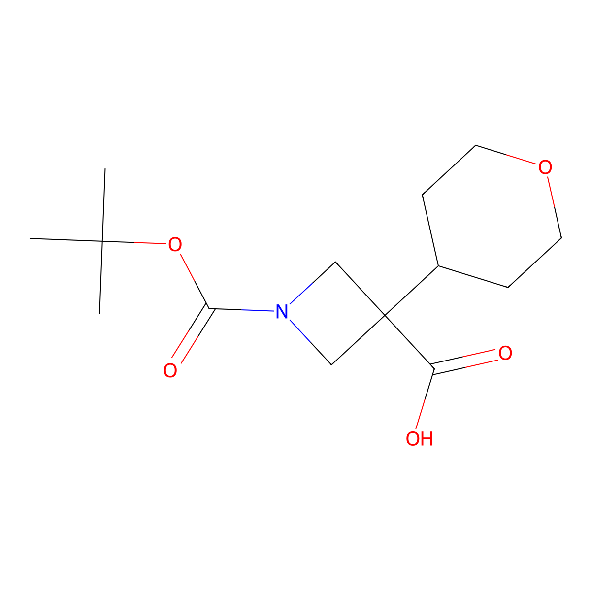 1-[(Tert-butoxy)carbonyl]-3-(oxan-4-yl)azetidine-3-carboxylic acid molecular structure, CAS 1996808-73-1