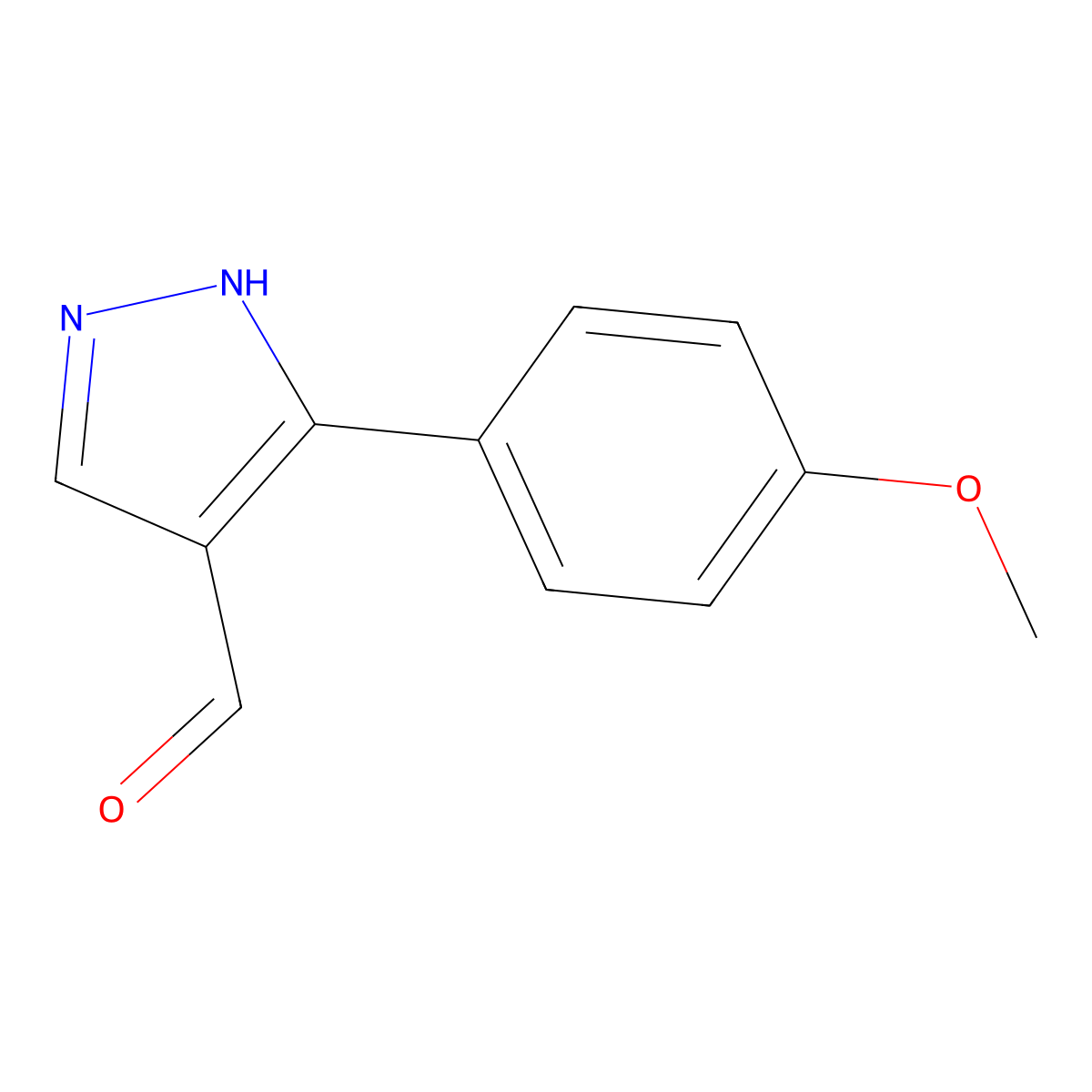 3-(4-methoxyphenyl)-1H-pyrazole-4-carbaldehyde molecular structure, CAS 199682-73-0