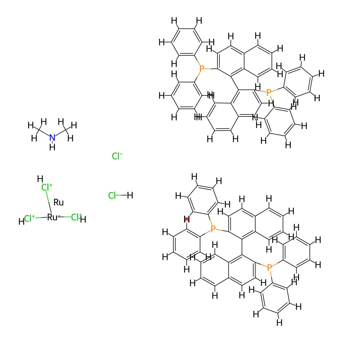 (R)-[(RuCl(BINAP))2(mu-Cl)3[NH2Me2] molecular structure, CAS 199684-47-4