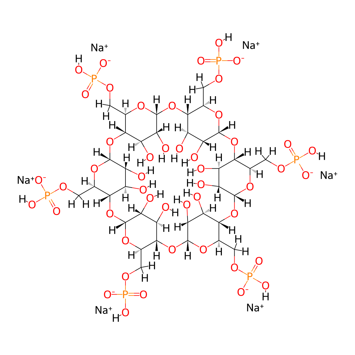 alpha-Cyclodextrin phosphate sodium salt molecular structure, CAS 199684-60-1