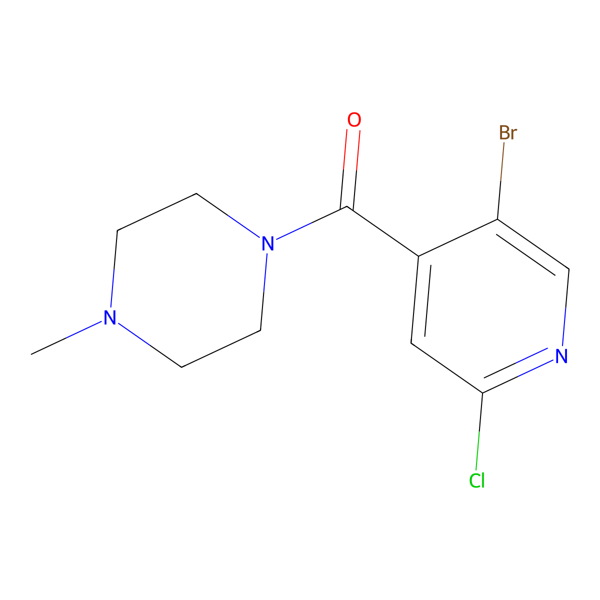 (5-Bromo-2-chloropyridin-4-yl)(4-methylpiperazin-1-yl)methanone molecular structure, CAS 1996879-52-7